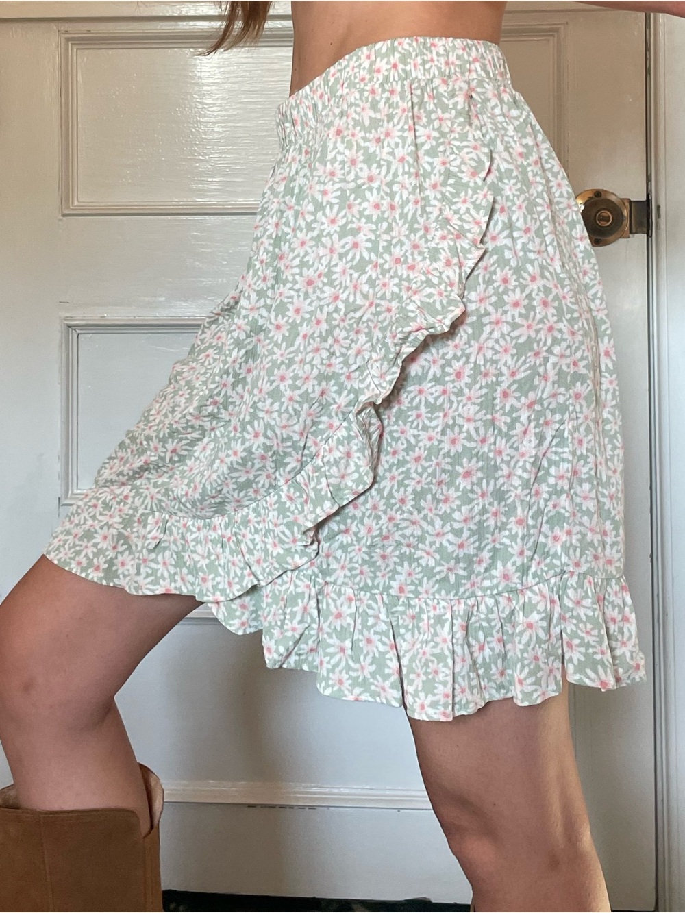 Floral Sage Green & Pink Skirt